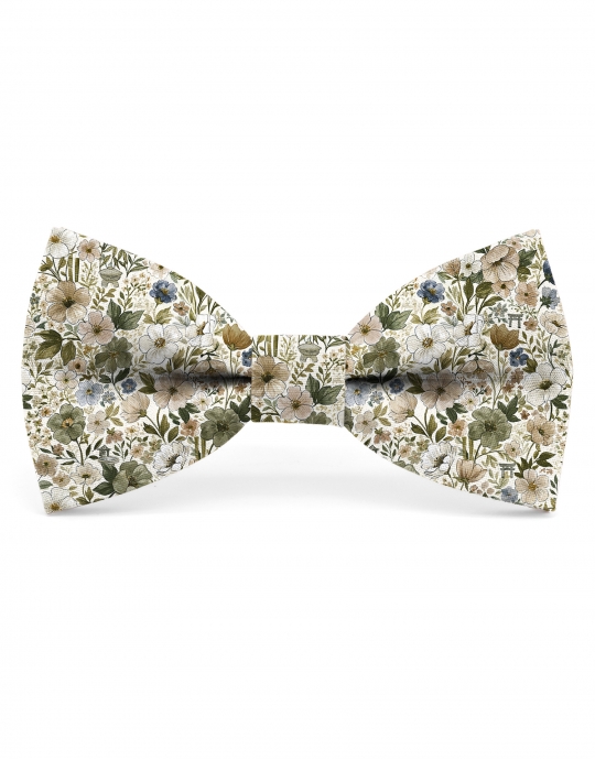 FUREN - FLORAL BOW TIE - CLASSIC - BEIGE, KHAKI & SAGE GREEN