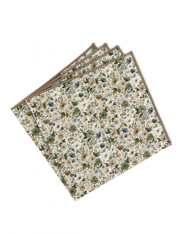 FUREN - BLOEMEN POCHET - BEIGE, KAKI & SALIEGROEN