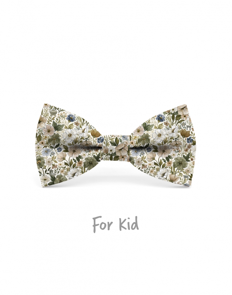 FUREN - NOEUD PAPILLON ENFANT ou ADO - BEIGE, KAKI & VERT SAUGE