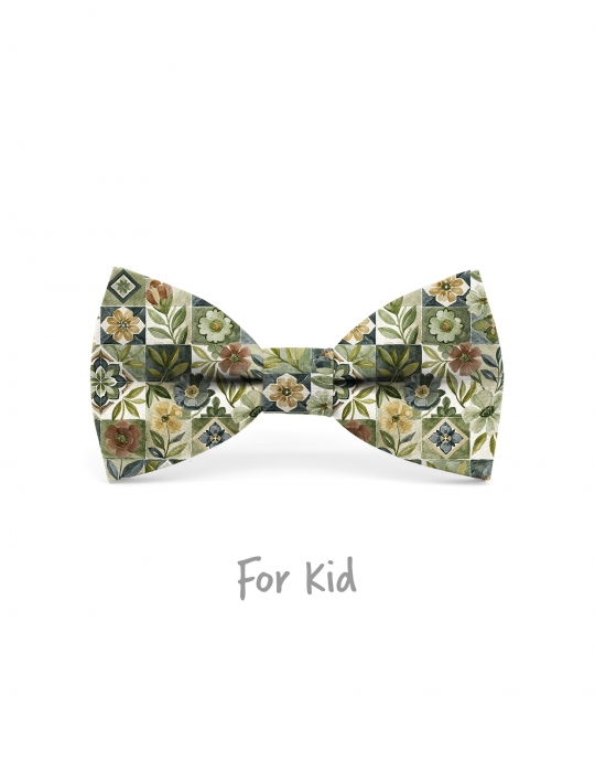 AKAN - NOEUD PAPILLON ENFANT ou ADO - VERT KAKI & SAUGE