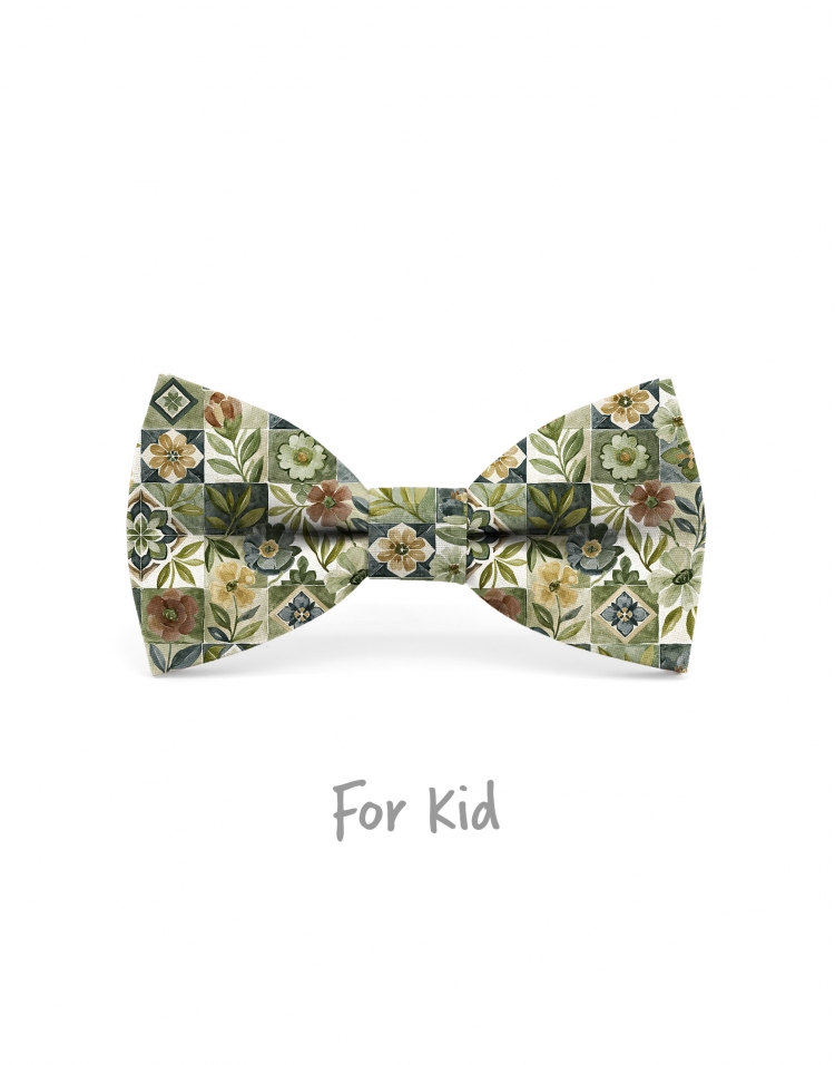 AKAN - NOEUD PAPILLON ENFANT ou ADO - VERT KAKI & SAUGE
