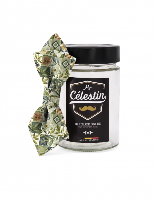 AKAN - FLORAL BOW TIE - DIAMOND - KHAKI & SAGE GREEN