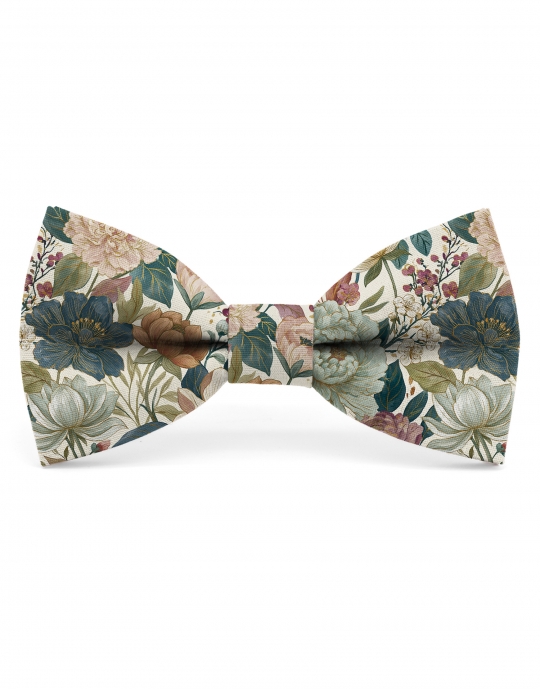 ERIMO - NOEUD PAPILLON FLEURI - CLASSIC - BLEU, ROUILLE, TERRACOTTA & VERT