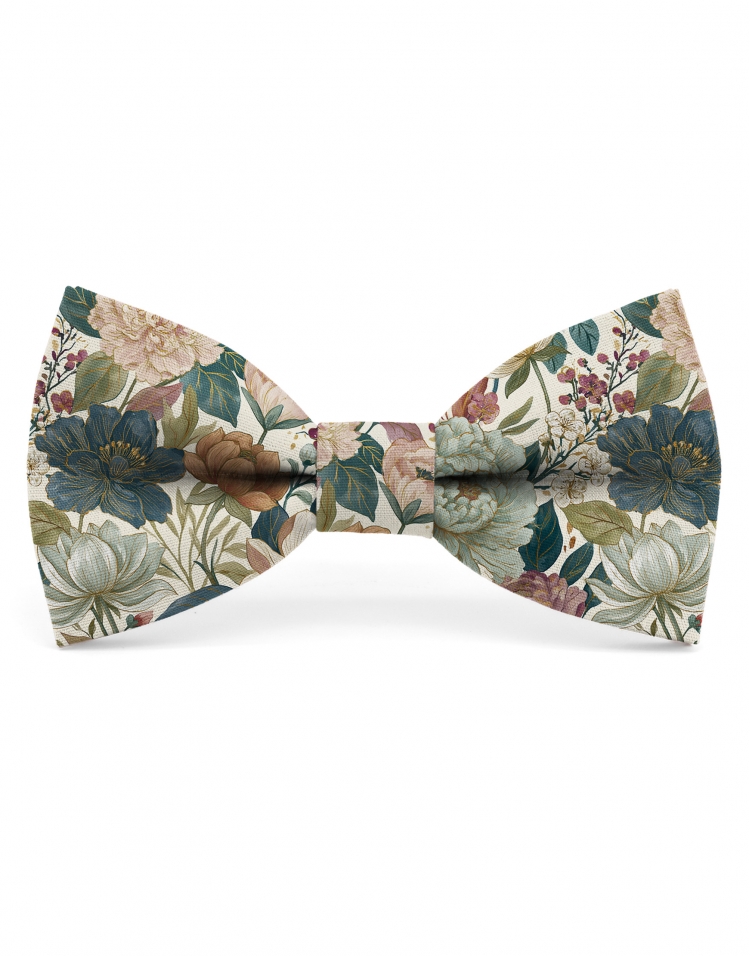ERIMO - FLORAL BOW TIE - CLASSIC - BLUE, RUST, TERRACOTTA & GREEN