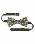 PORO - NOEUD PAPILLON FLEURI - CLASSIC - VERT KAKI, BEIGE & TERRACOTTA