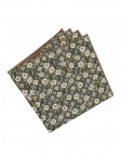 PORO - FLORAL POCKET SQUARE - KHAKI GREEN, BEIGE & TERRACOTTA