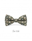 PORO - KID or TEEN BOW TIE - KHAKI GREEN, BEIGE & TERRACOTTA