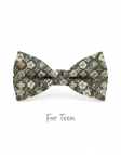 PORO - KID or TEEN BOW TIE - KHAKI GREEN, BEIGE & TERRACOTTA