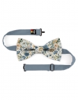 TOMARI - FLORAL BOW TIE - CLASSIC - BLUE, OCHRE & GREEN