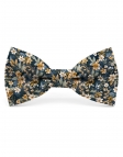 OTARU - NOEUD PAPILLON FLEURI - CLASSIC - BLEU MARINE & JAUNE OCHRE