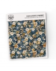 OTARU - FLORAL POCKET SQUARE - NAVY BLUE & OCHRE YELLOW