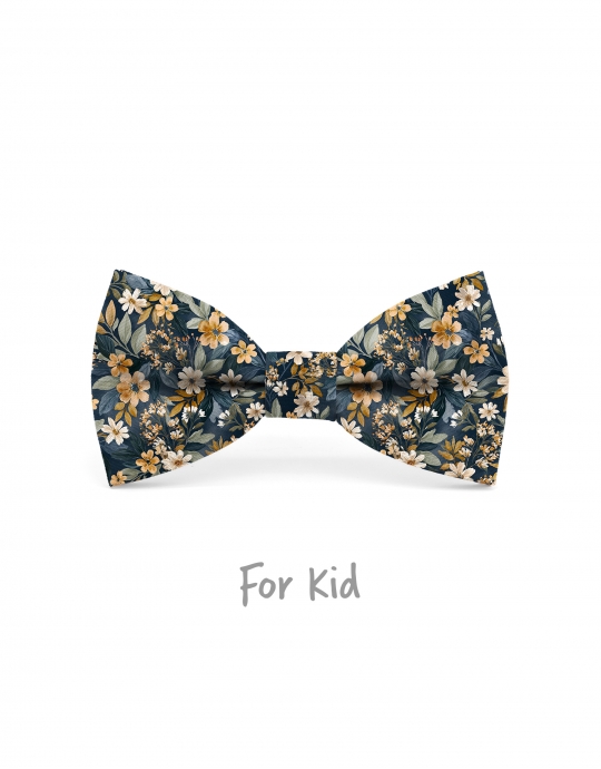 OTARU - KID or TEEN BOW TIE - NAVY BLUE & OCHRE YELLOW