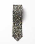 OTARU - CRAVATE FLEURIE - BLEU MARINE & JAUNE OCHRE