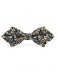 OTARU - FLORAL BOW TIE - DIAMOND - NAVY BLUE & OCHRE YELLOW