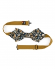 OTARU - FLORAL BOW TIE - DIAMOND - NAVY BLUE & OCHRE YELLOW