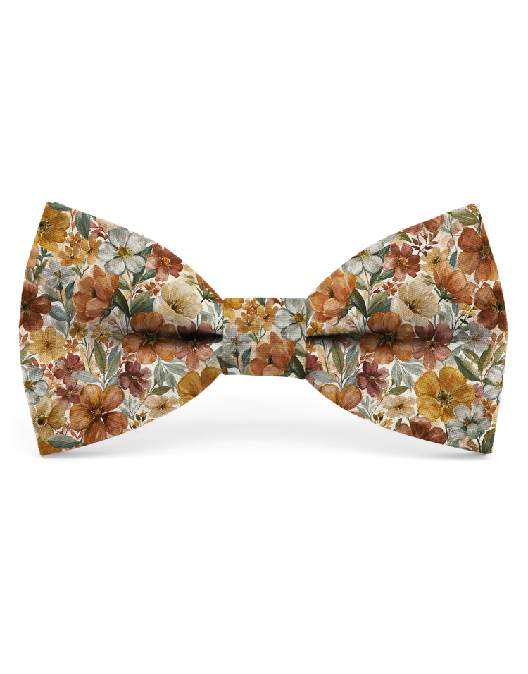 KARIBA - FLORAL BOW TIE - CLASSIC - TERRACOTTA, RUST & GREEN