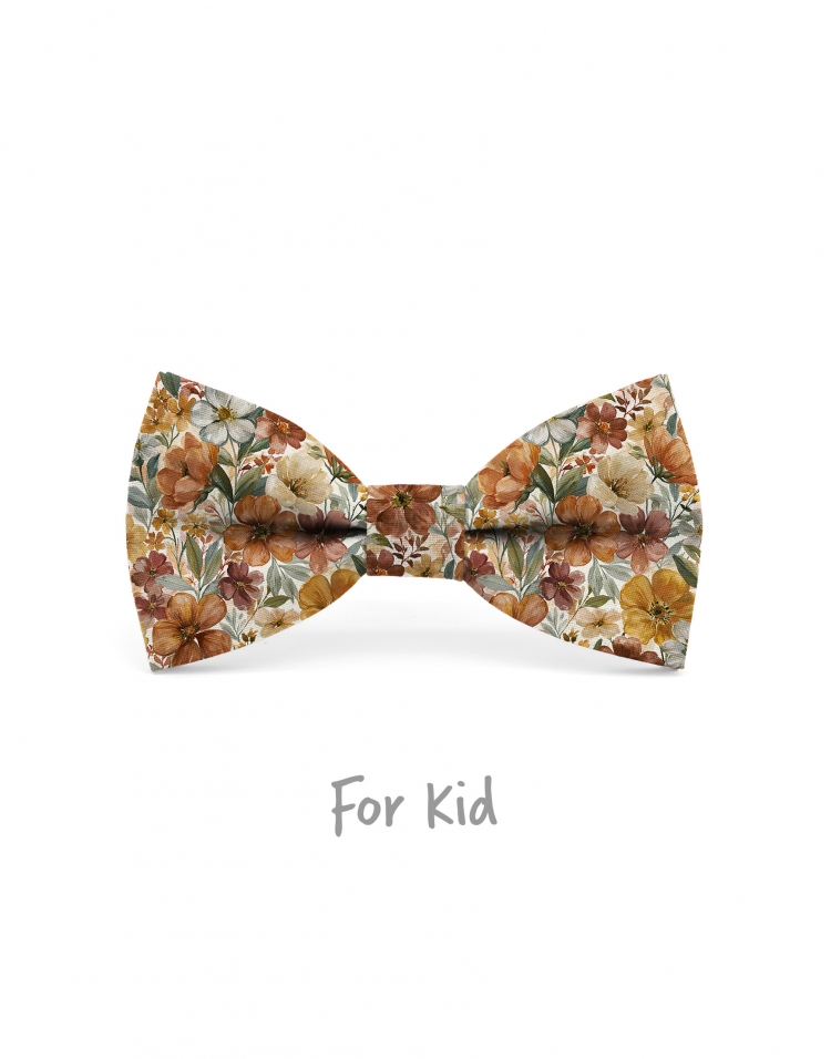 KARIBA - KID or TEEN BOW TIE - TERRACOTTA, RUST & GREEN
