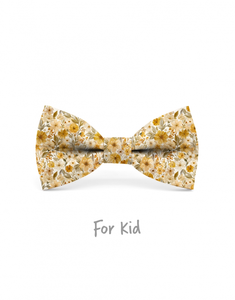 FUTORO - KID or TEEN BOW TIE - OCHRE YELLOW & BEIGE