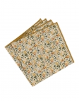 KINOKO - FLORAL POCKET SQUARE - OCHRE YELLOW & GREEN