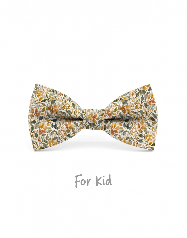 KINOKO - KID or TEEN BOW TIE - OCHRE YELLOW & GREEN