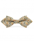 KINOKO - FLORAL BOW TIE - DIAMOND - OCHRE YELLOW & GREEN