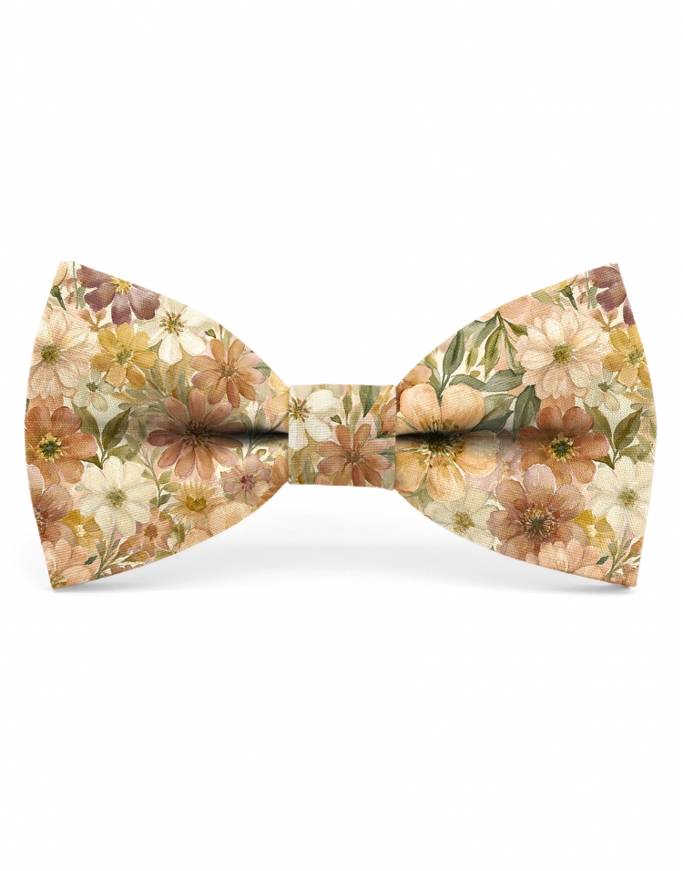 SOYA - FLORAL BOW TIE - CLASSIC - TERRACOTTA & OCHRE YELLOW