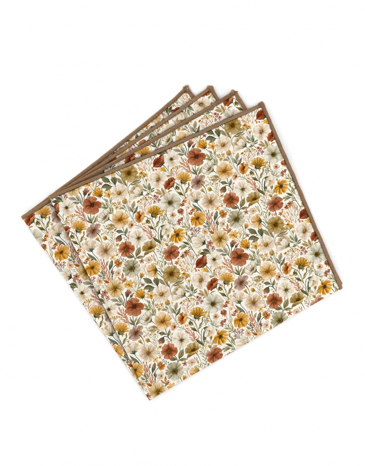 SARAKI - BLOEMEN POCHET - TERRACOTTA & OKERGEEL