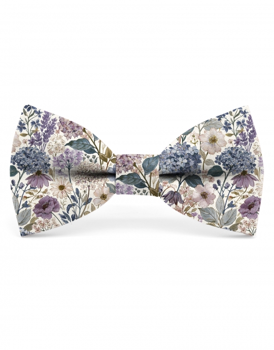 INAO - NOEUD PAPILLON FLEURI - CLASSIC - BLEU, VIOLET, ROSE & KAKI