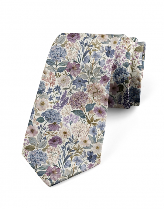 INAO - CRAVATE FLEURIE - BLEU, VIOLET, ROSE & KAKI