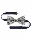 BUDO - NOEUD PAPILLON FLEURI - CLASSIC - BLEU, BORDEAUX & BEIGE