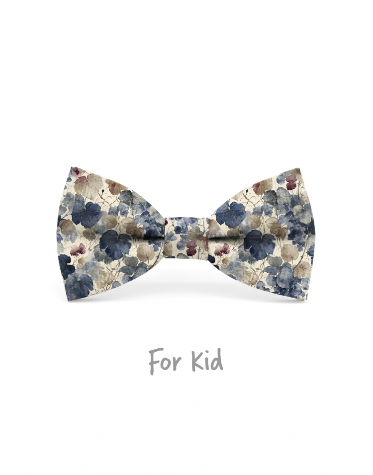 BUDO - NOEUD PAPILLON ENFANT ou ADO - BLEU, BORDEAUX & BEIGE