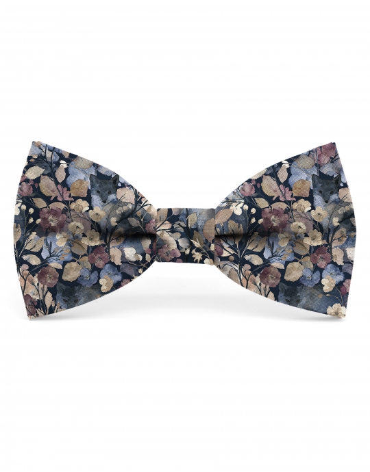 KAMUI - NOEUD PAPILLON FLEURI - CLASSIC - BLEU MARINE, BORDEAUX & BEIGE