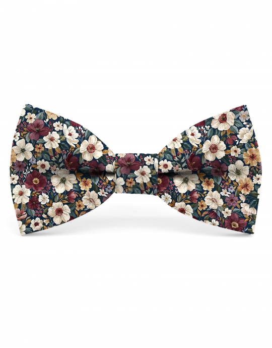 MOTTA - NOEUD PAPILLON FLEURI - CLASSIC - BORDEAUX, VERT, BLANC & MIEL
