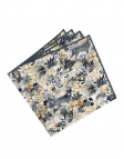 RAKKO - FLORAL POCKET SQUARE - BLUE, GREY & BEIGE