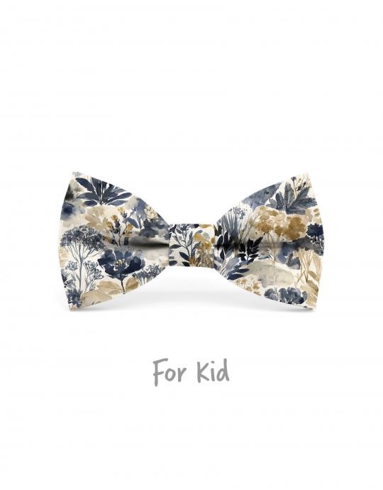RAKKO - KID or TEEN BOW TIE - BLUE, GREY & BEIGE