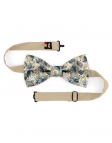 HOPPU - FLORAL BOW TIE - CLASSIC - BLUE & OCHRE YELLOW