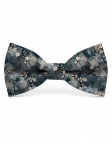 SHARI - NOEUD PAPILLON FLEURI - CLASSIC - BLEU MARINE & BEIGE