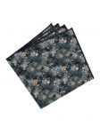 SHARI - FLORAL POCKET SQUARE - NAVY BLUE & BEIGE