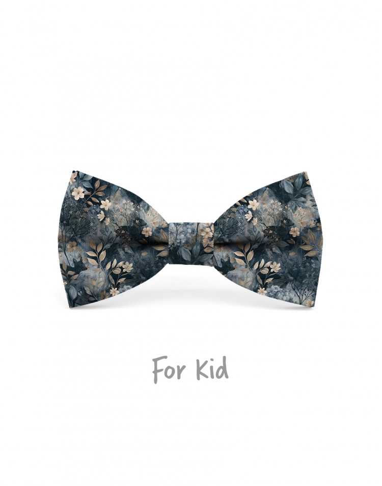 SHARI - KID or TEEN BOW TIE - NAVY BLUE & BEIGE