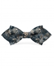 SHARI - NOEUD PAPILLON FLEURI - DIAMOND - BLEU MARINE & BEIGE