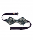 SHARI - NOEUD PAPILLON FLEURI - DIAMOND - BLEU MARINE & BEIGE
