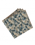 SHUDO - POCKET SQUARE - BLUE, BEIGE & OCHRE