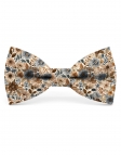 TOBIRA - NOEUD PAPILLON FLEURI - CLASSIC - BLEU, BEIGE & BRUN