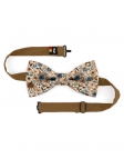 TOBIRA - NOEUD PAPILLON FLEURI - CLASSIC - BLEU, BEIGE & BRUN