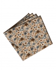 TOBIRA - POCHETTE FLEURIE - BLEU, BEIGE & BRUN
