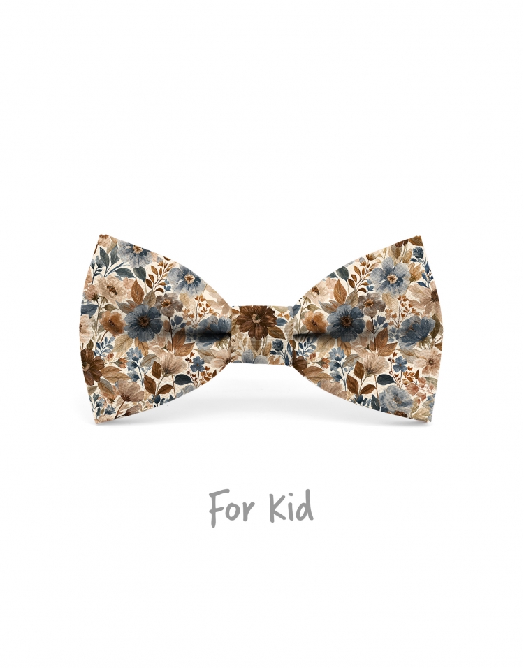 TOBIRA - NOEUD PAPILLON ENFANT ou ADO - BLEU, BEIGE & BRUN