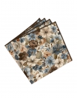 OBAKO - FLORAL POCKET SQUARE - BLUE, BEIGE & BROWN