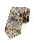 OBAKO - CRAVATE FLEURIE - BLEU, BEIGE & BRUN