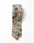 OBAKO - CRAVATE FLEURIE - BLEU, BEIGE & BRUN