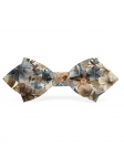 OBAKO - FLORAL BOW TIE - DIAMOND - BLUE, BEIGE & BROWN